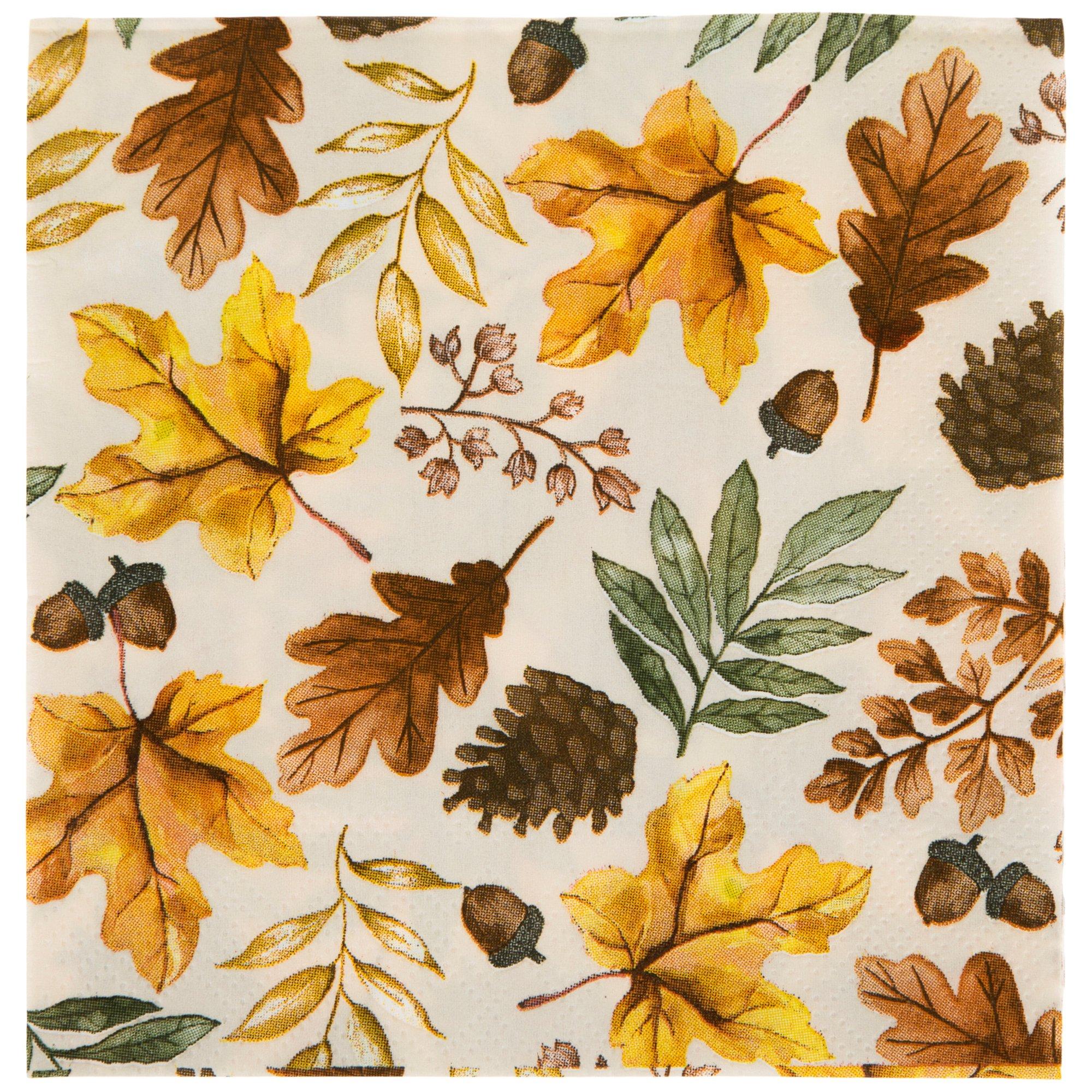 Fall Leaves & Pinecones Paper Napkins Small Hobby Lobby 5945217