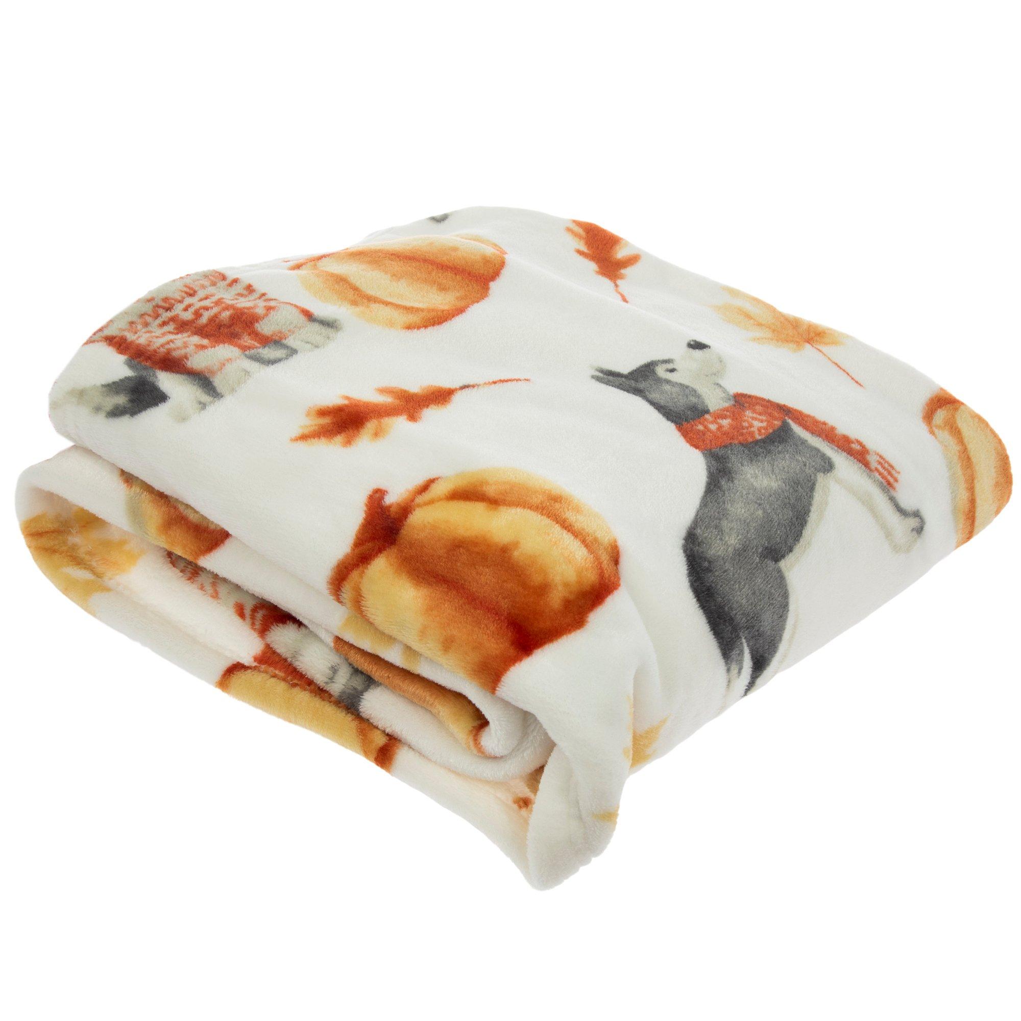 Pumpkin Dogs Plush Throw Blanket Hobby Lobby 5945936