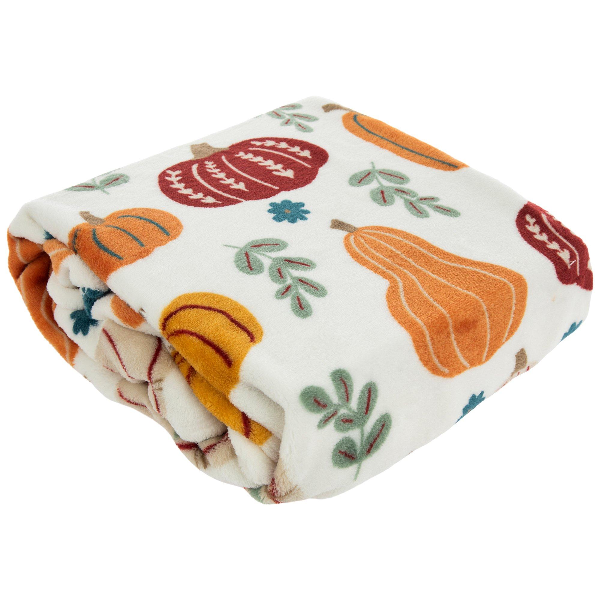 Pumpkins & Leaves Plush Throw Blanket Hobby Lobby 5946397