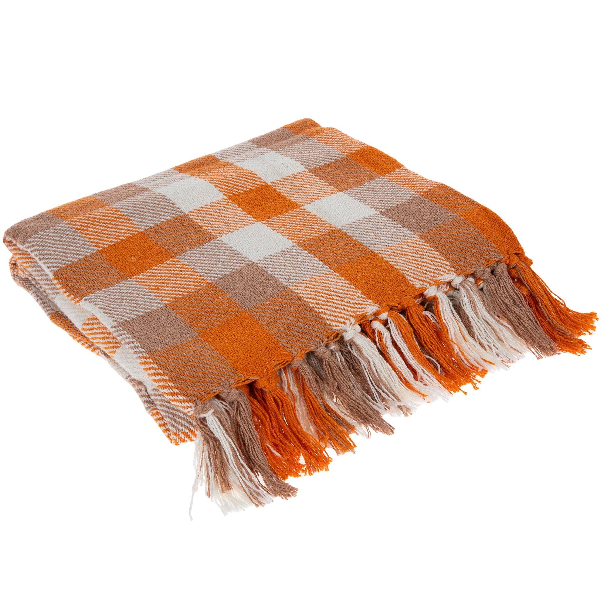 Orange & White Check Throw Blanket Hobby Lobby 5946421