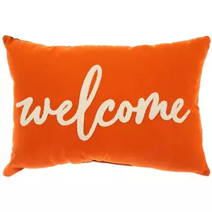 Orange & Brown Plaid Welcome Pillow