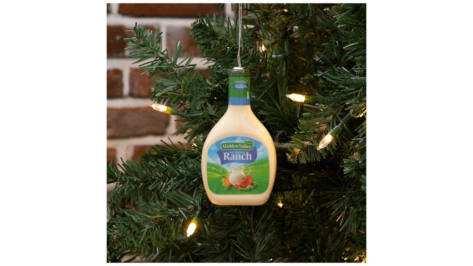 ranch dressing bottle christmas ornament Hidden Valley Glass ornament