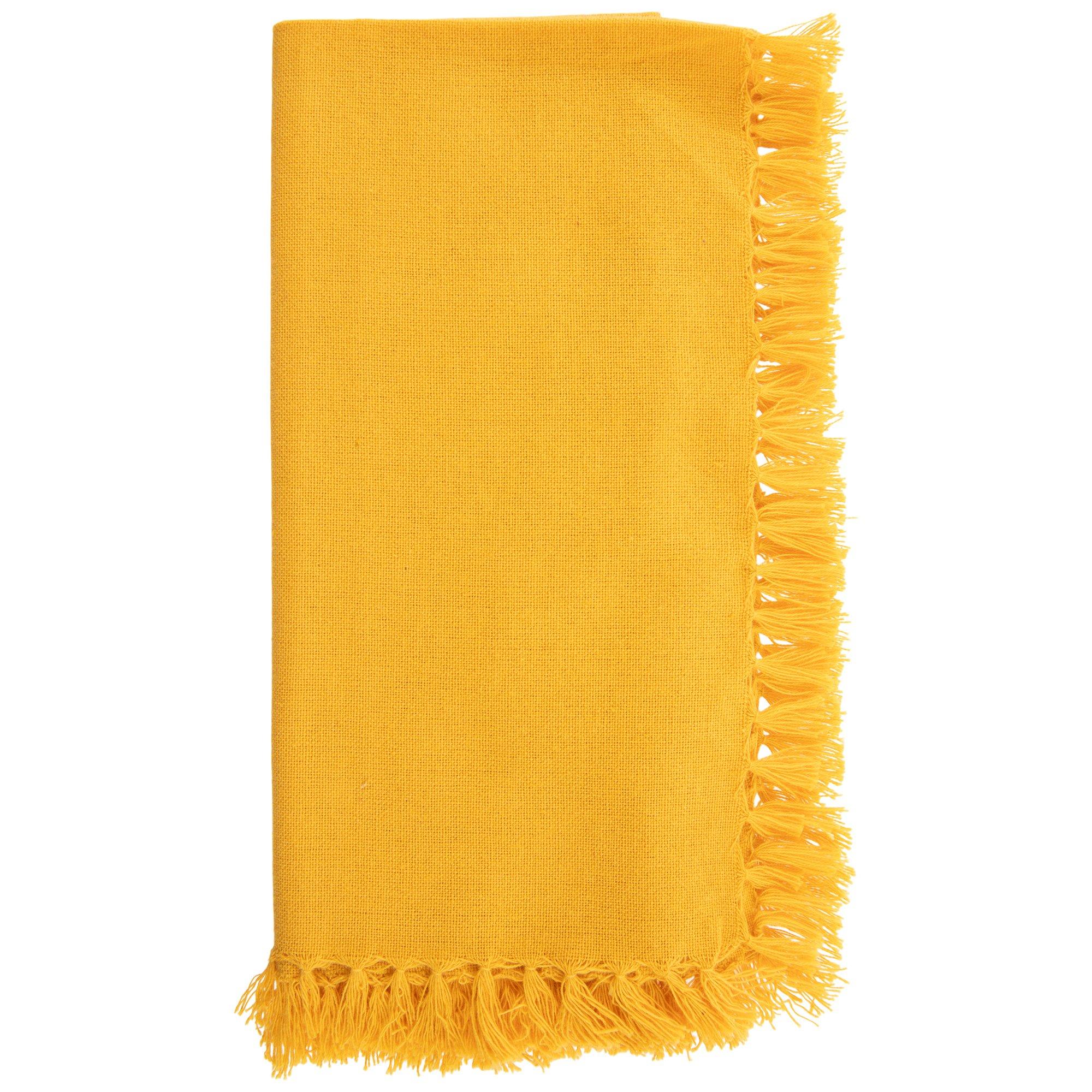 Mustard Yellow Cotton Napkins Frayed Linen Napkins Cloth -  in