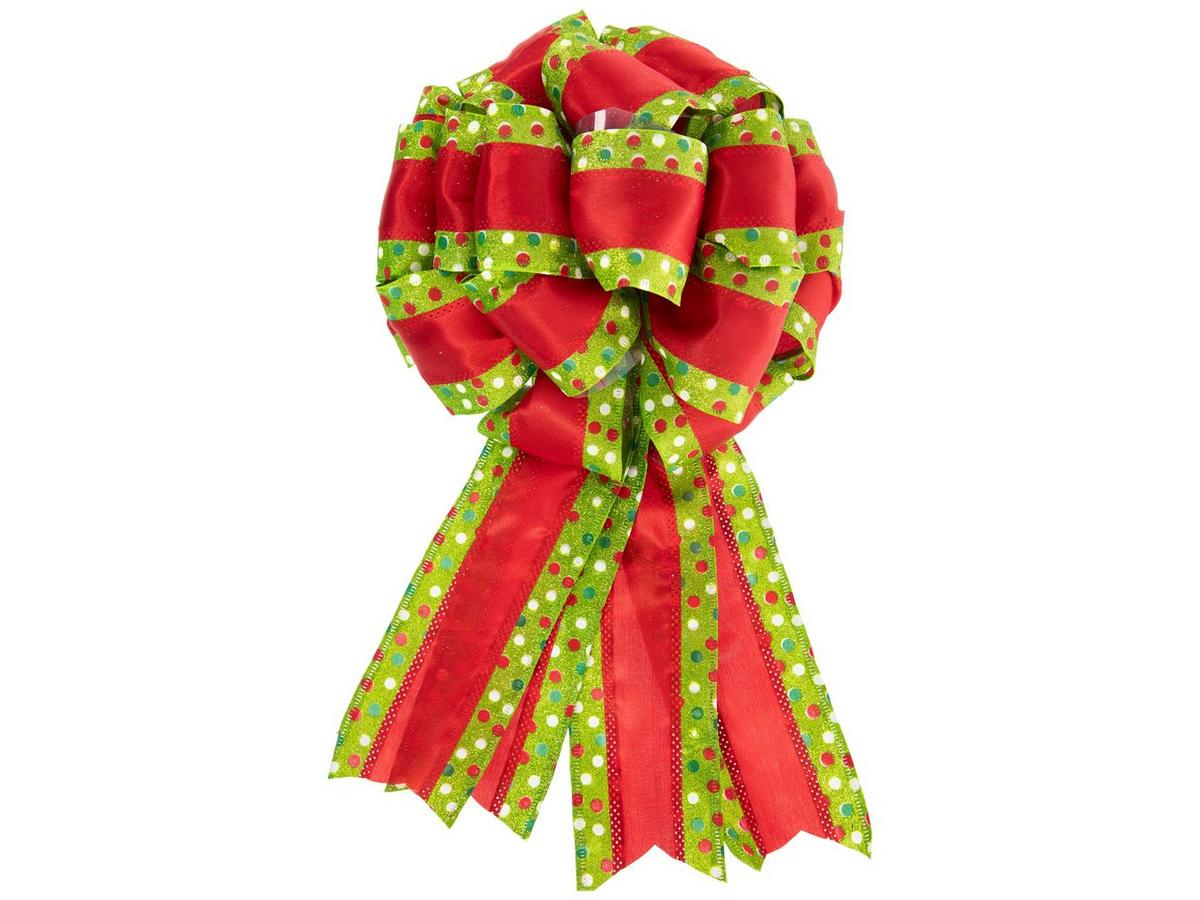 【未開封】【未使用】ROBOKOBO ストラップ　merry Christmas Red & Green Polka Dot Wired Edge Mesh Ribbon | Hobby Lobby