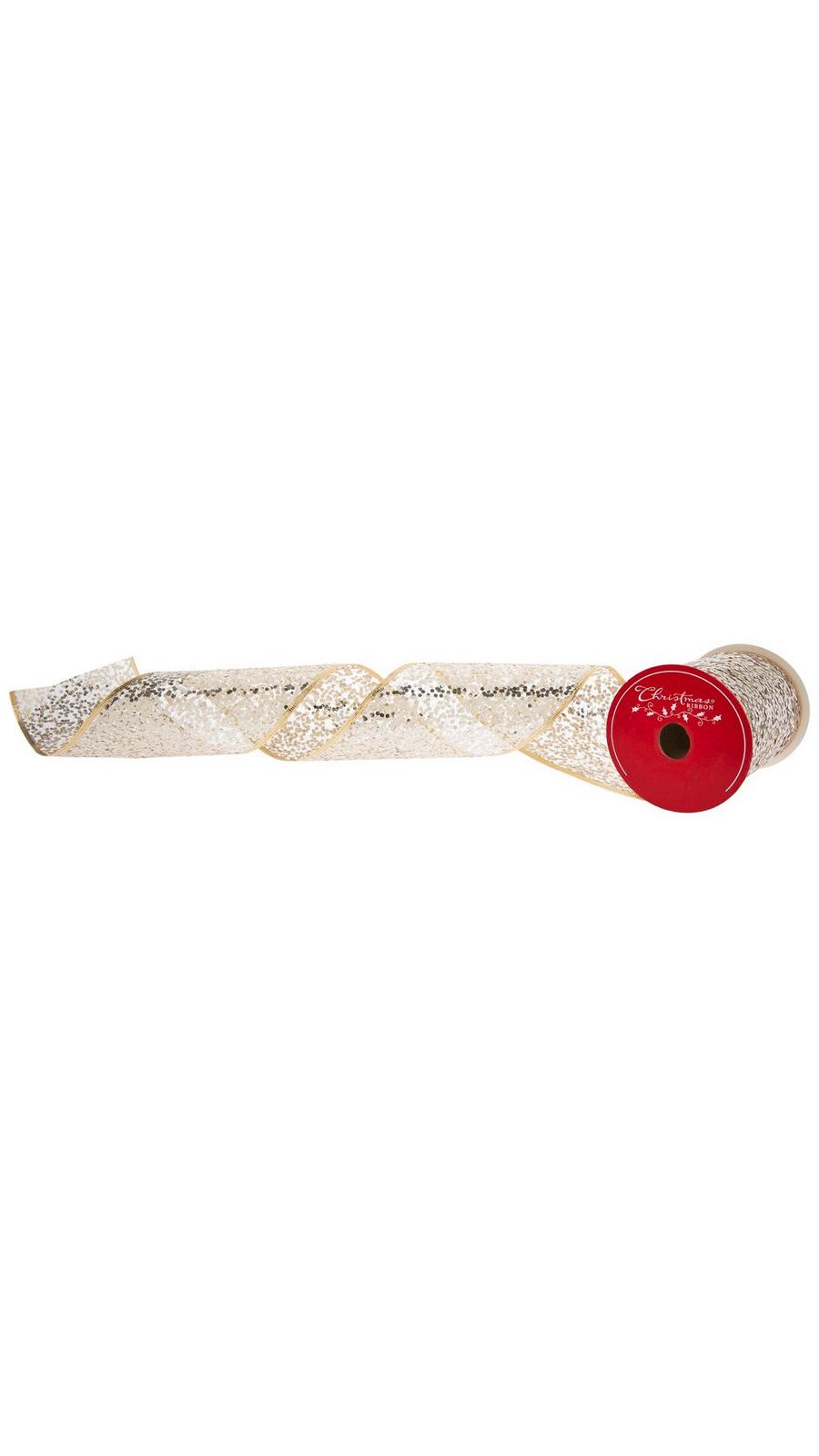 Chunky Glitter Wired Edge Mesh Ribbon - 4
