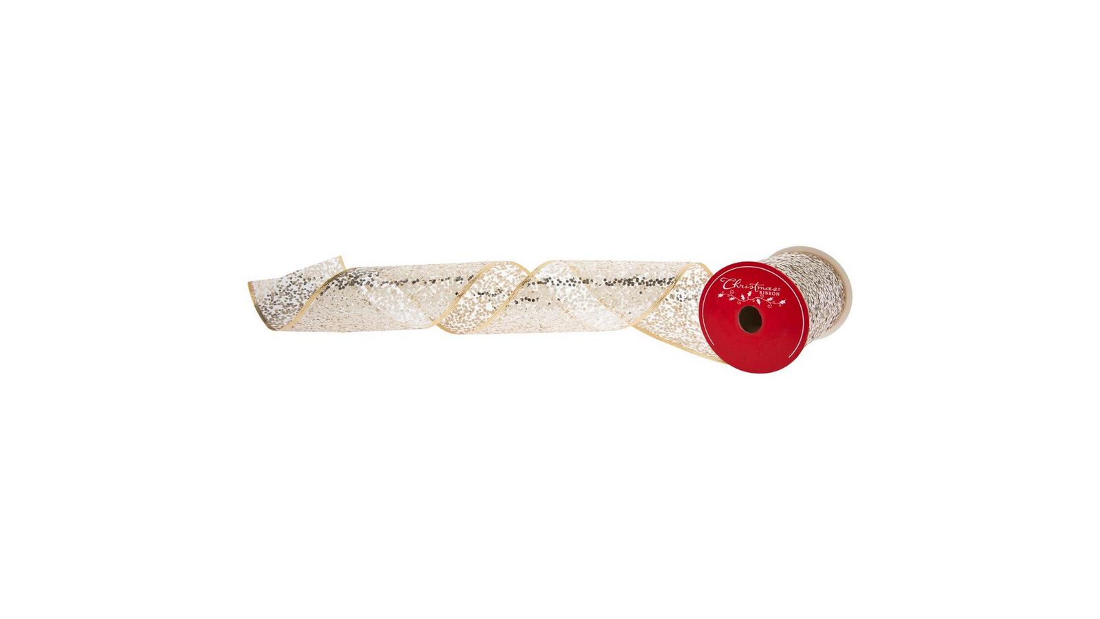 Chunky Glitter Wired Edge Mesh Ribbon - 4