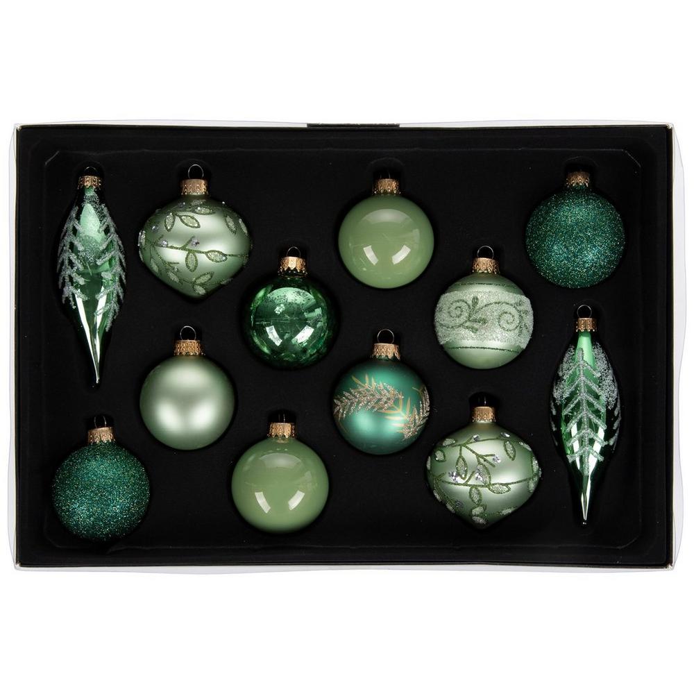 Green Gold Ornament Set