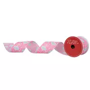 Pink Assorted Ornaments Wired Edge Ribbon - 2 1/2"