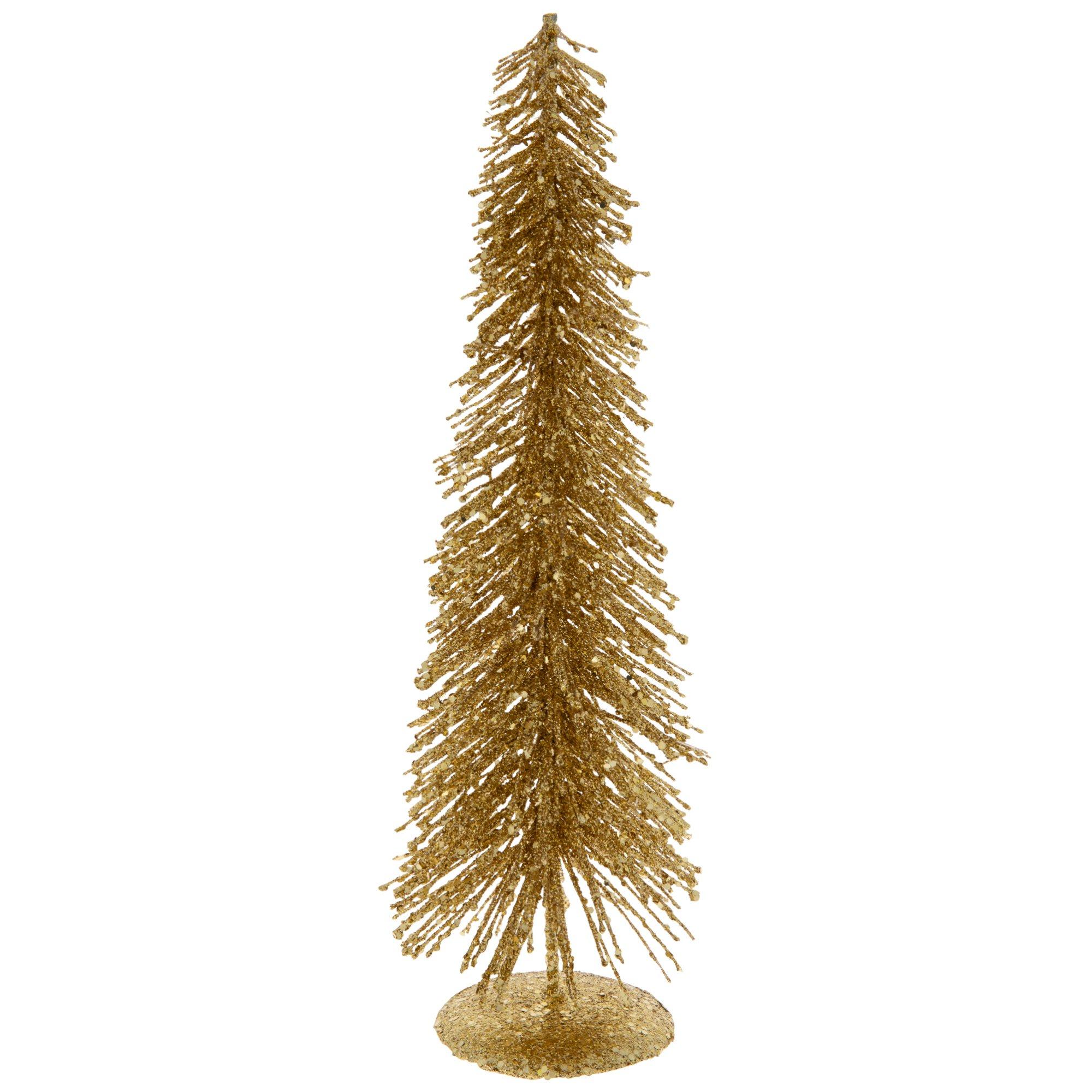 Silver and Gold Glitter Mini Bottle Brush Tree Set