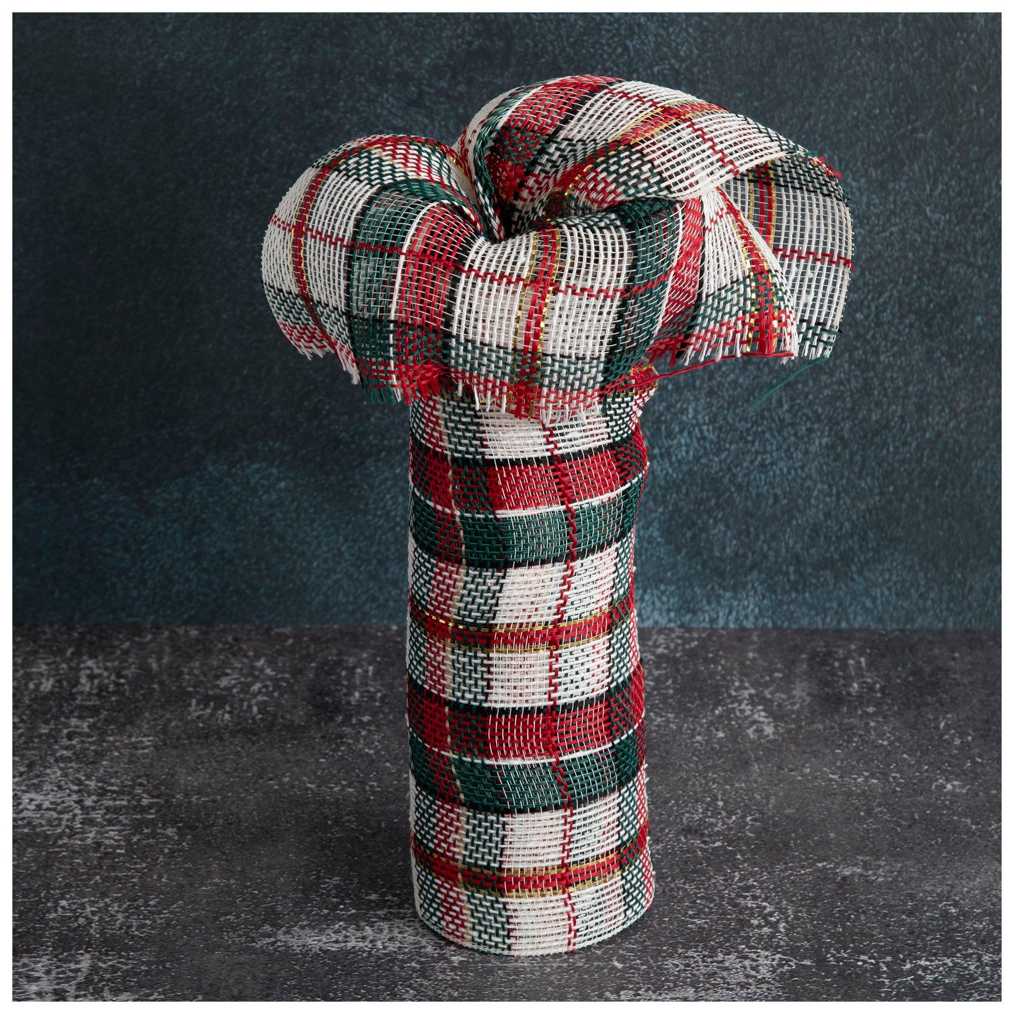 White Plaid Deco Mesh Ribbon - 10