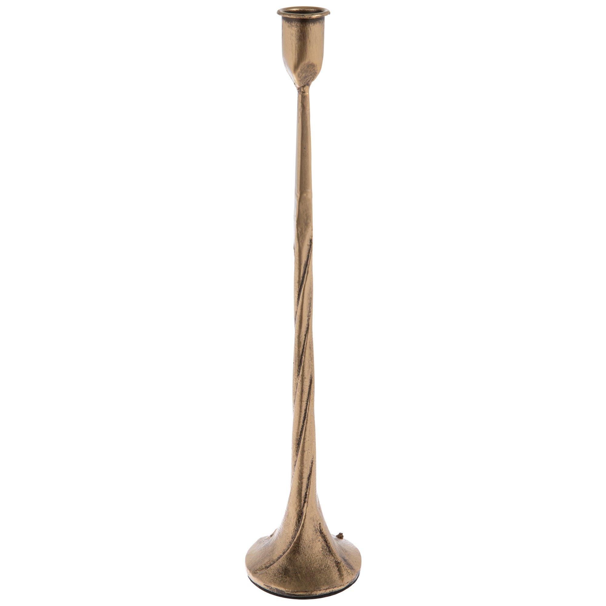 Gold Rustic Metal Taper Candle Holder large size view 1