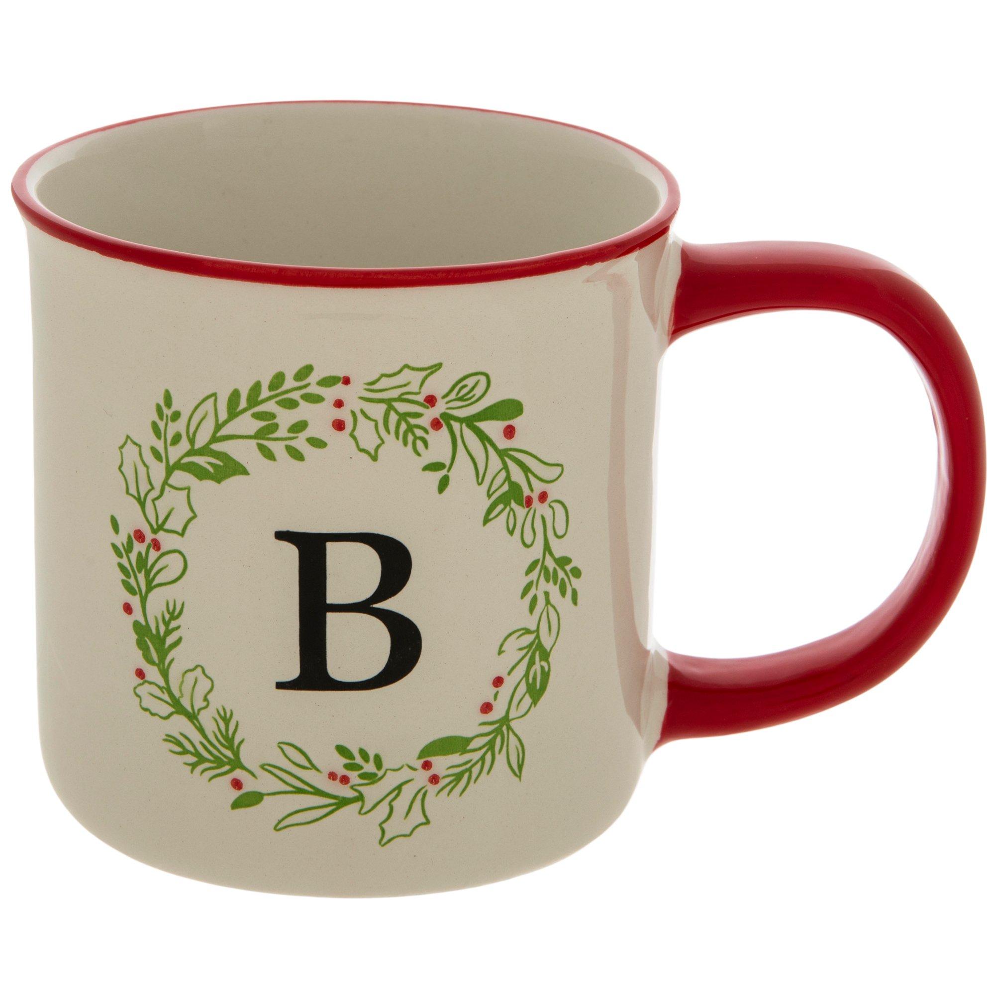 G Initial Monogram Personalized Letter G Ceramic Mug Coffe Cup Holiday  Christmas Hanukkah Gift For Men & Women