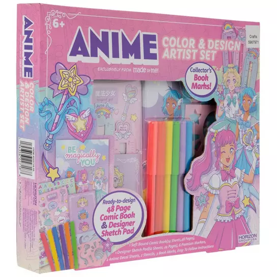 design highly detailed anime coloring book for adults
