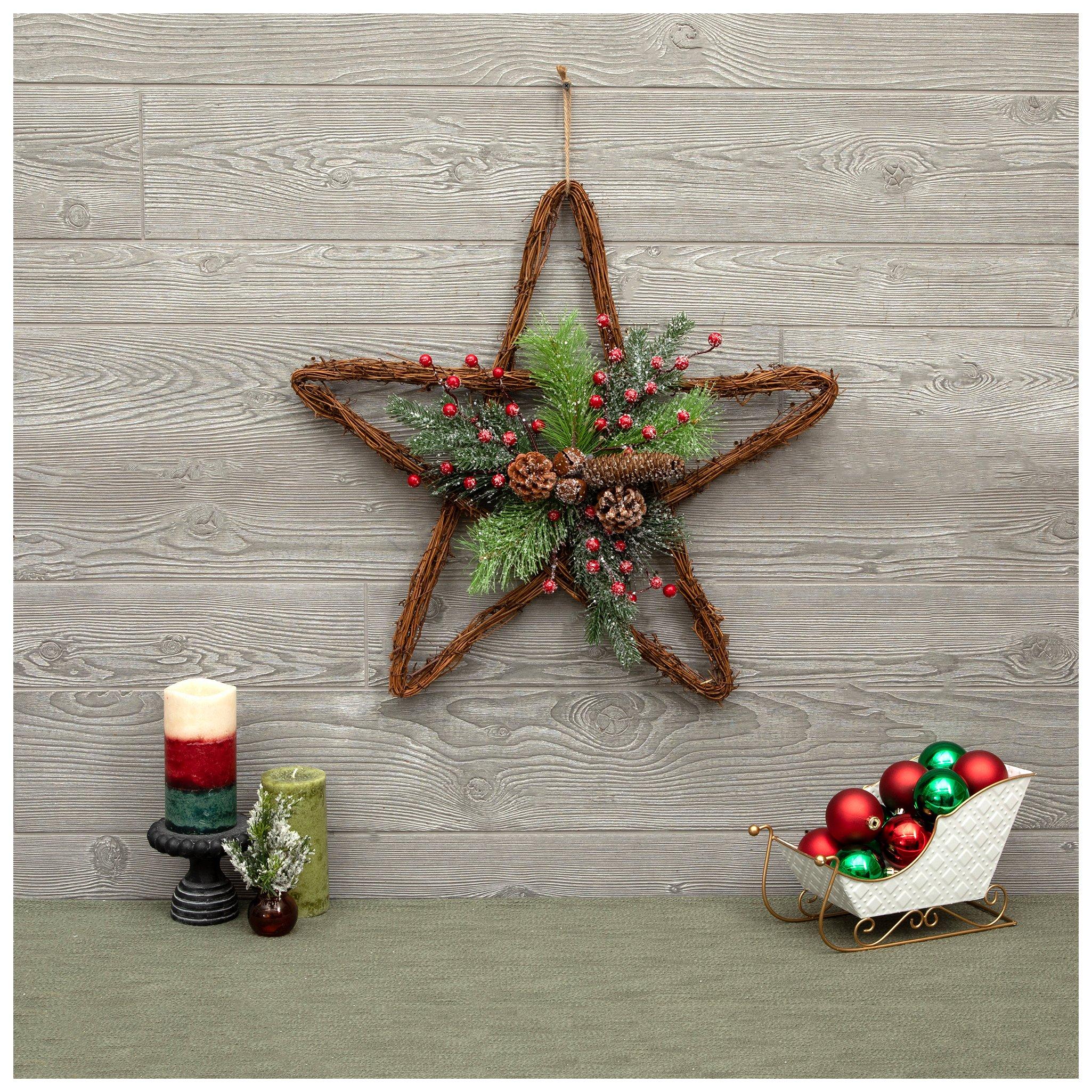 Rattan & Pine Star Wall Decor large size view 1