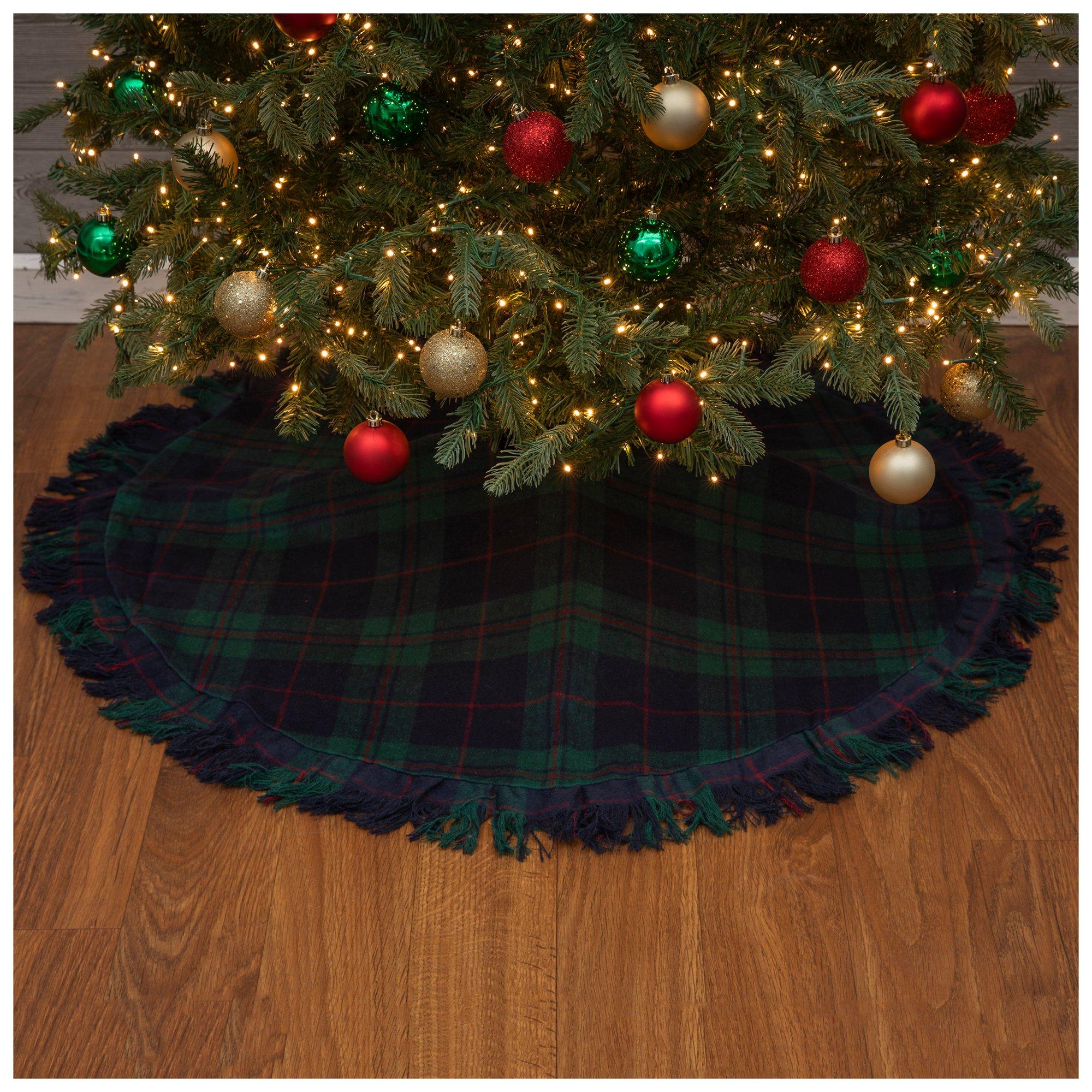 Blue plaid outlet tree skirt