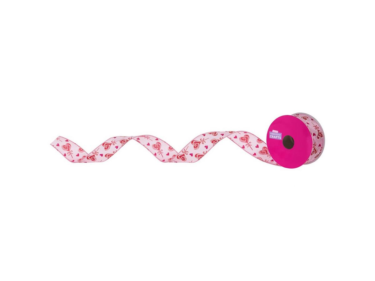 Heart Lollipop Wired Edge Ribbon - 1 1/2