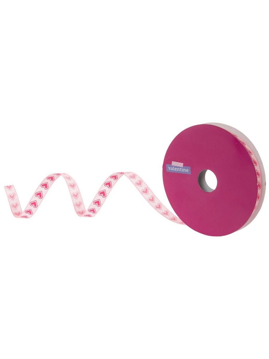 Dark Pink Hearts Satin Ribbon - 3/8