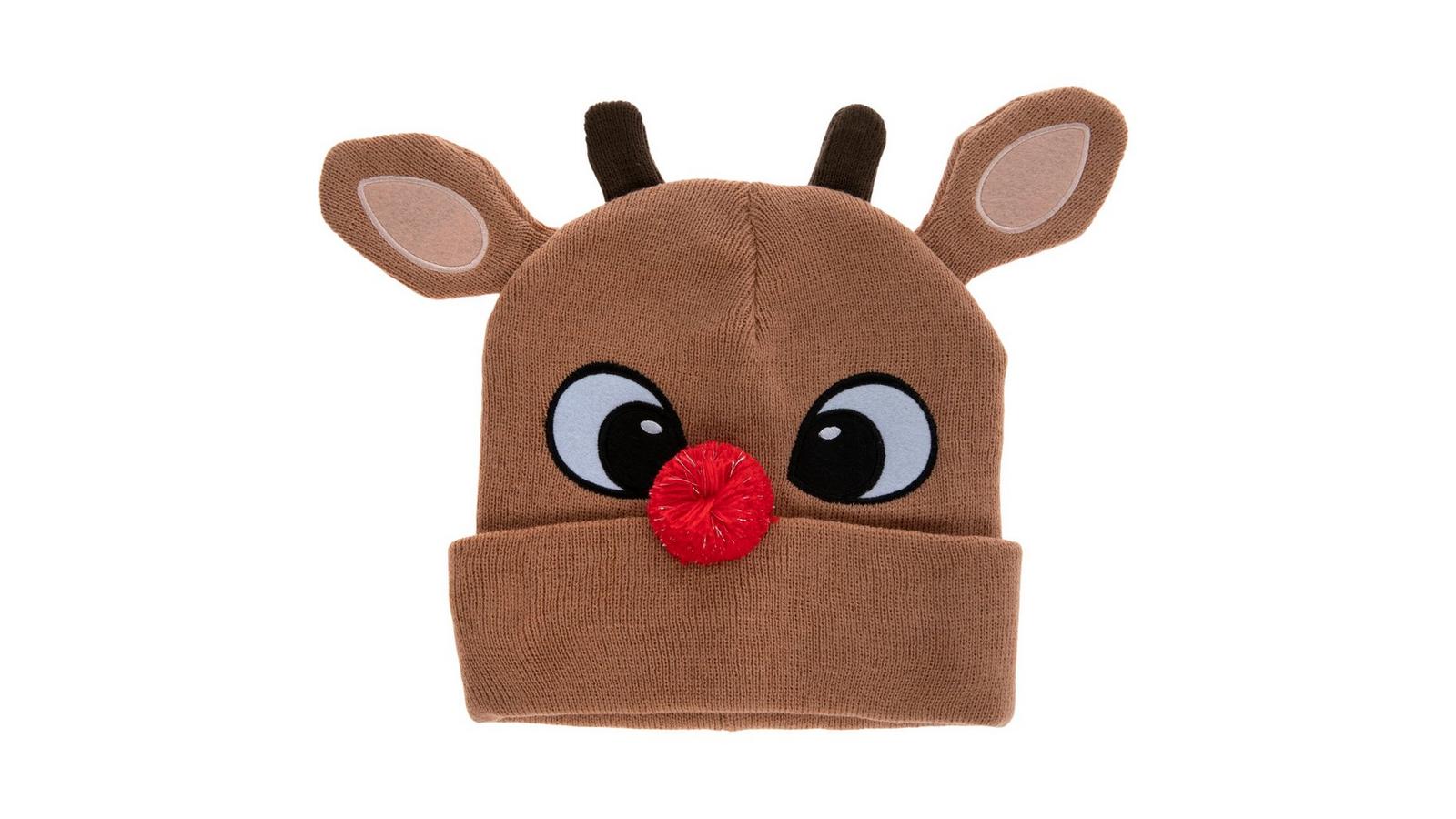 Rudolph the red nosed reindeer knitted beanie Rudolph The Red-Nosed Reindeer Cuffed Pom Beanie Hat at  main image 2