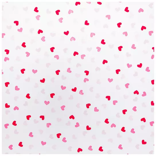 Valentines Day Pink Love Scatter Hearts Wrapping Paper by lucy brown lane