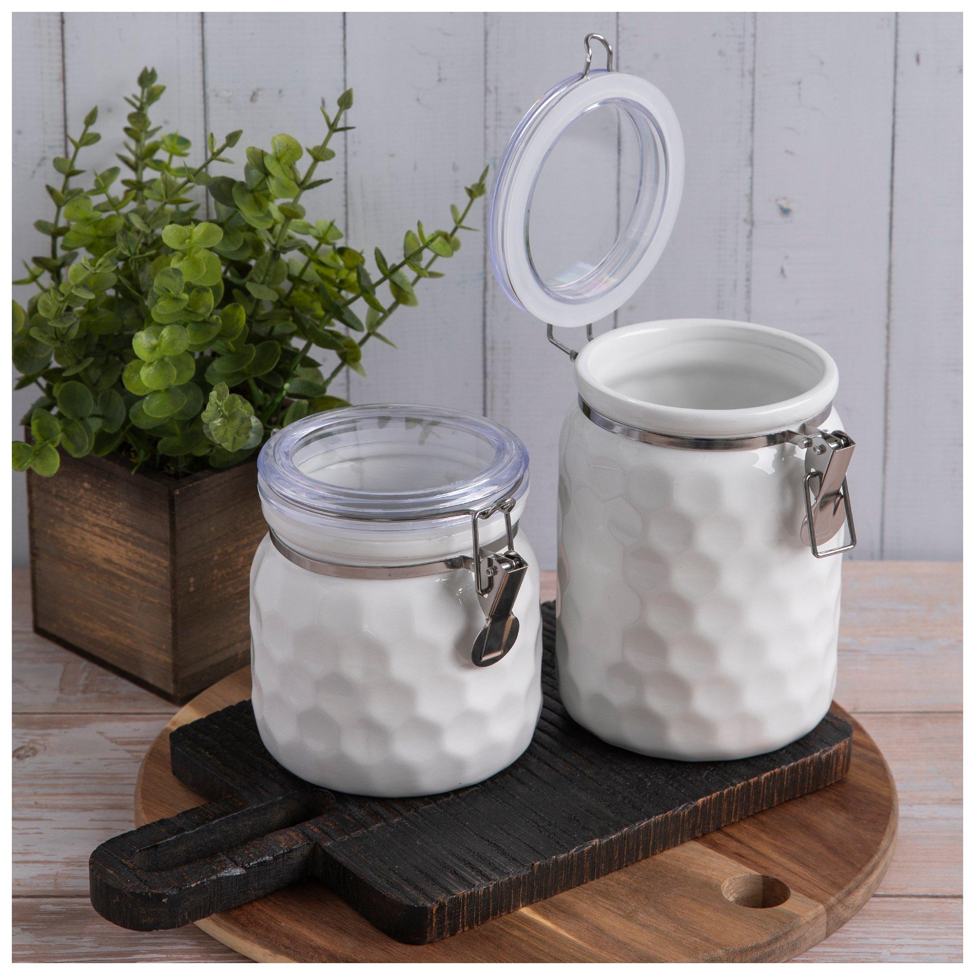 White Dimpled Canisters Hobby Lobby 5994710