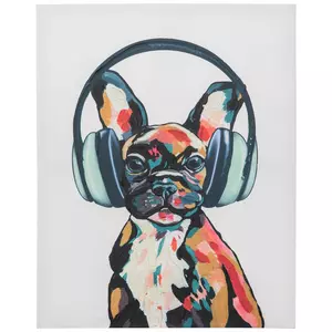 Dog Wearing Headphones Canvas Wall Decor
