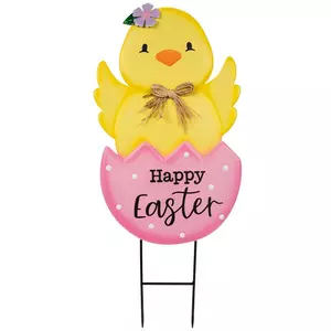 Happy Easter Chick Garden Stake