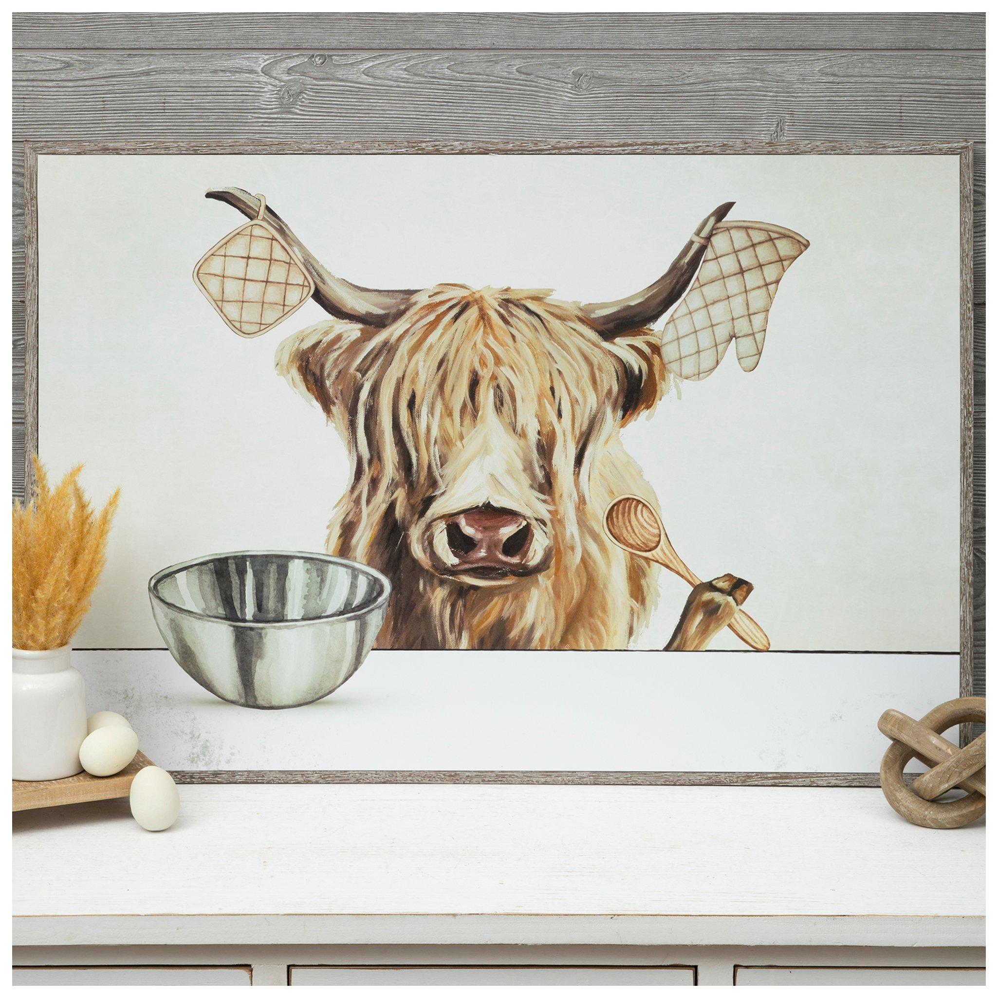 Highland Cow On Swing Wood Wall Decor