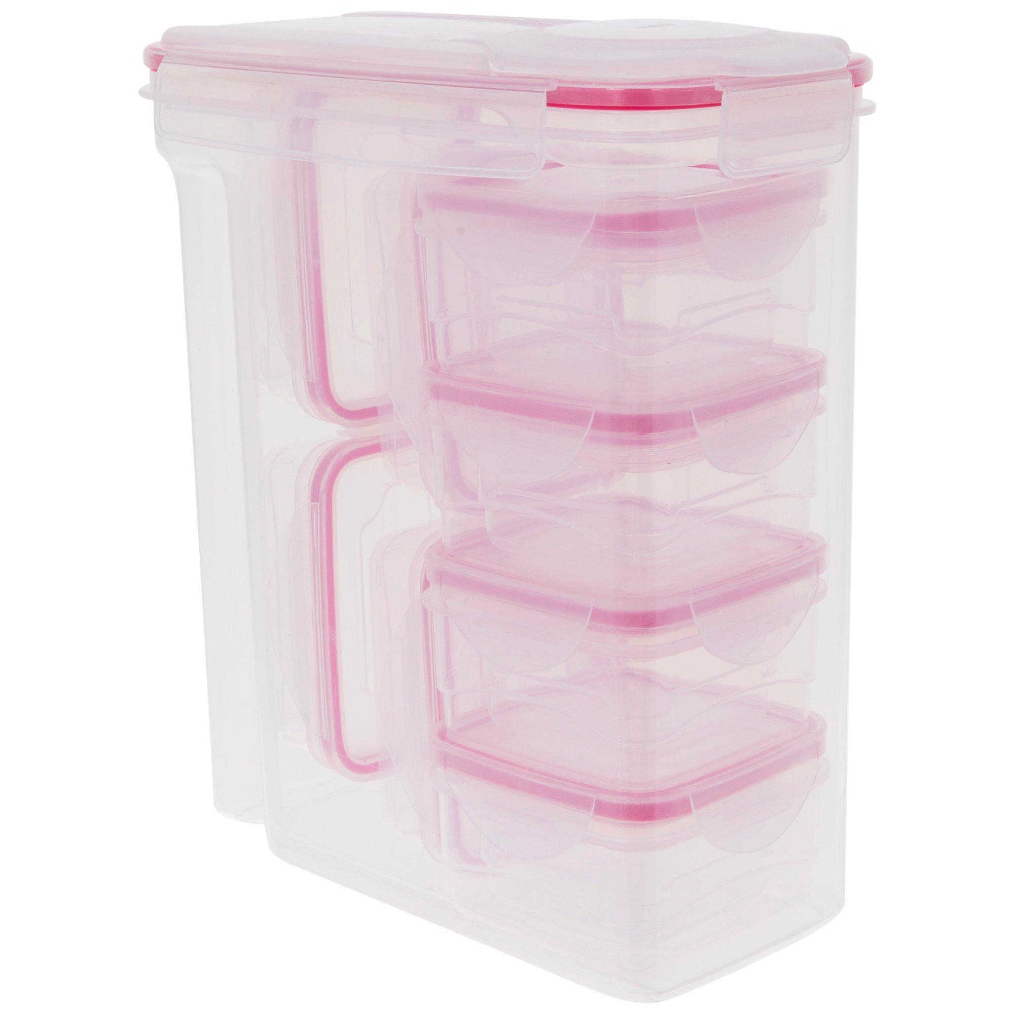 TIAN CHEN Airtight Food Storage Containers, Stackable Cookie Carriers with  Handle Lid, Waterproof LeakProof Bacon Tray, 3 Layer Medium BPA Free(Pink)