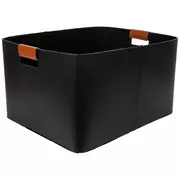 Black Modern Faux Leather Basket