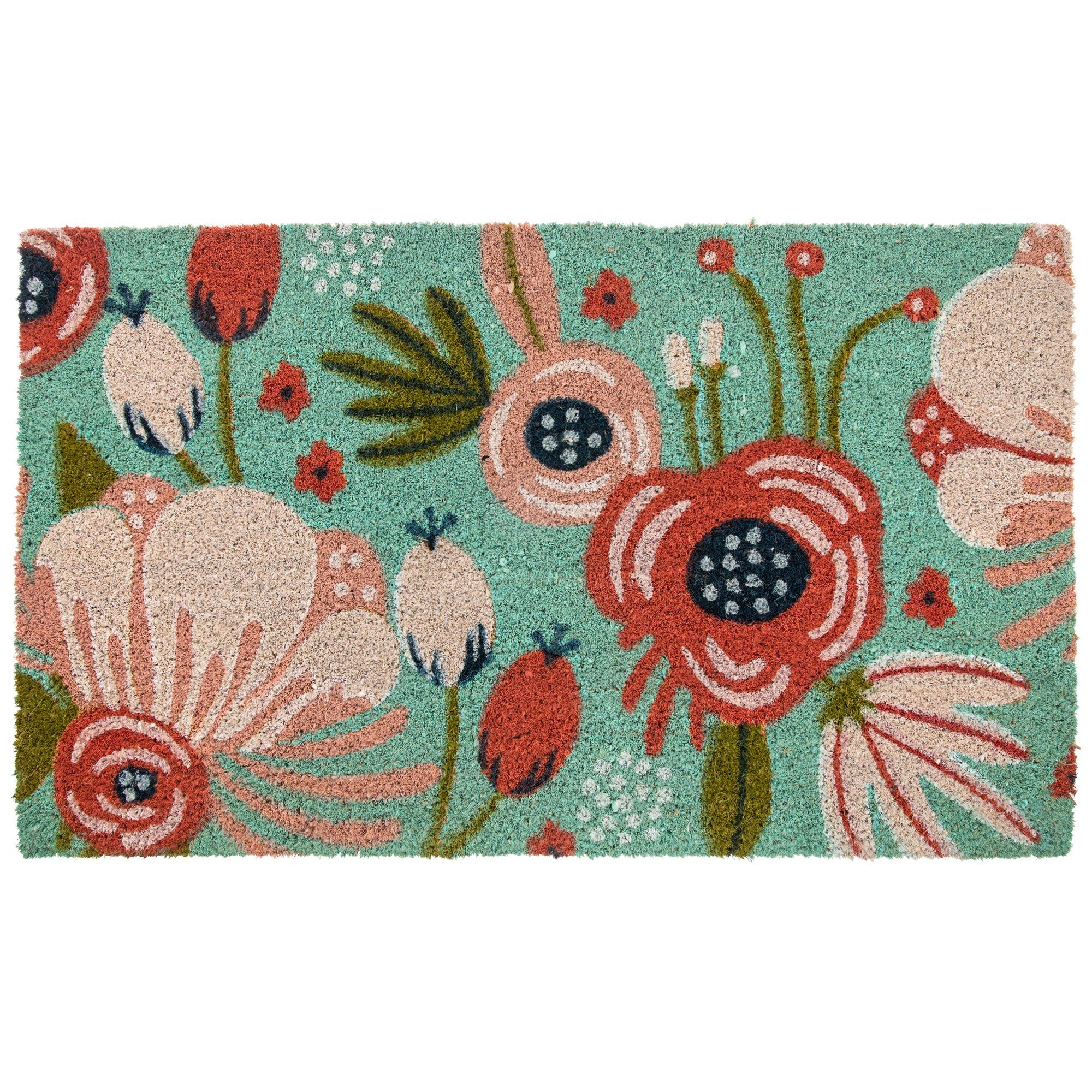 Mint Florals Coir Doormat 