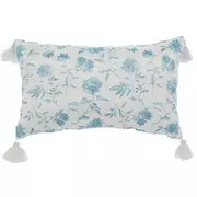 Blue Floral Tassel Pillow