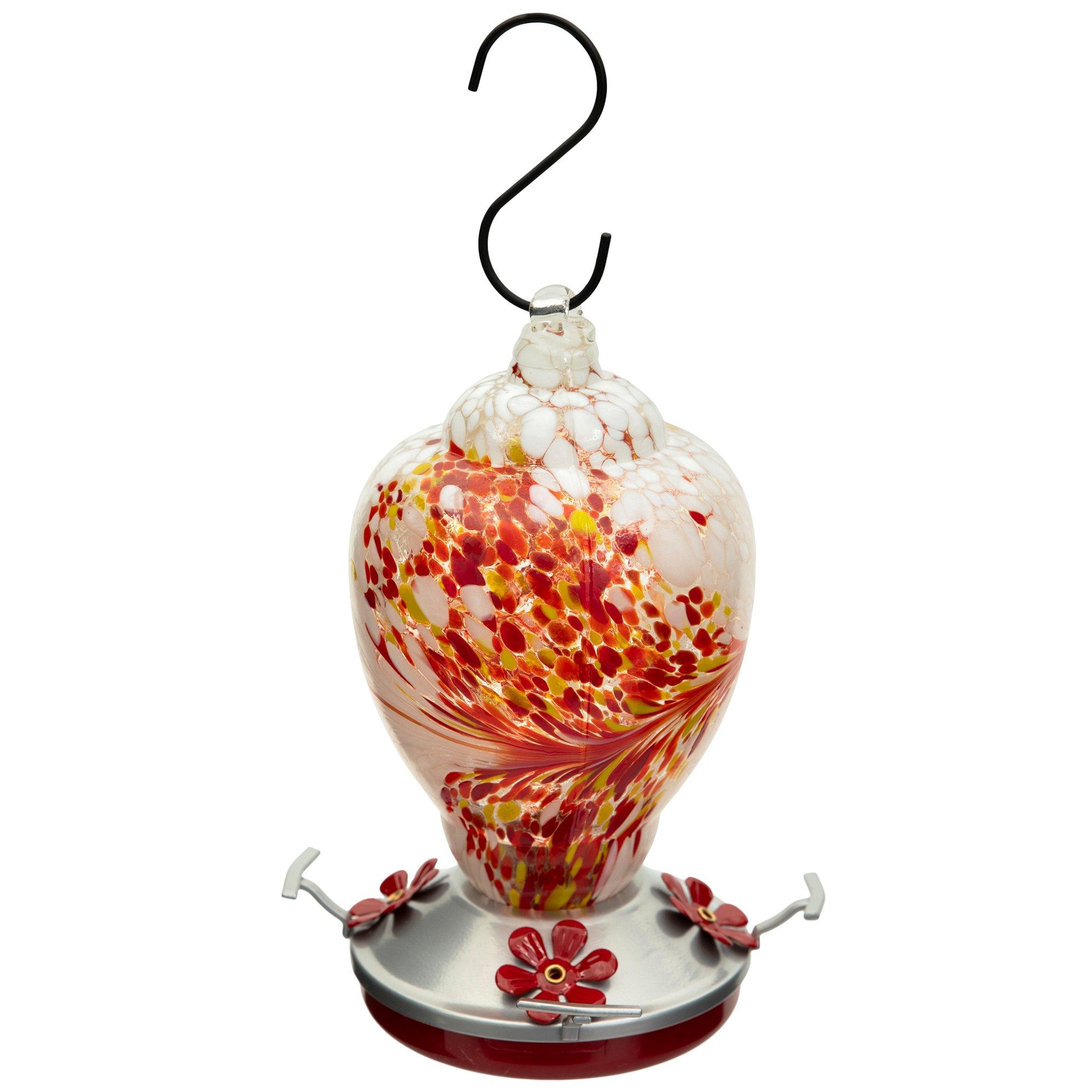 Red & White Glass Hummingbird Feeder Hobby Lobby 6011795