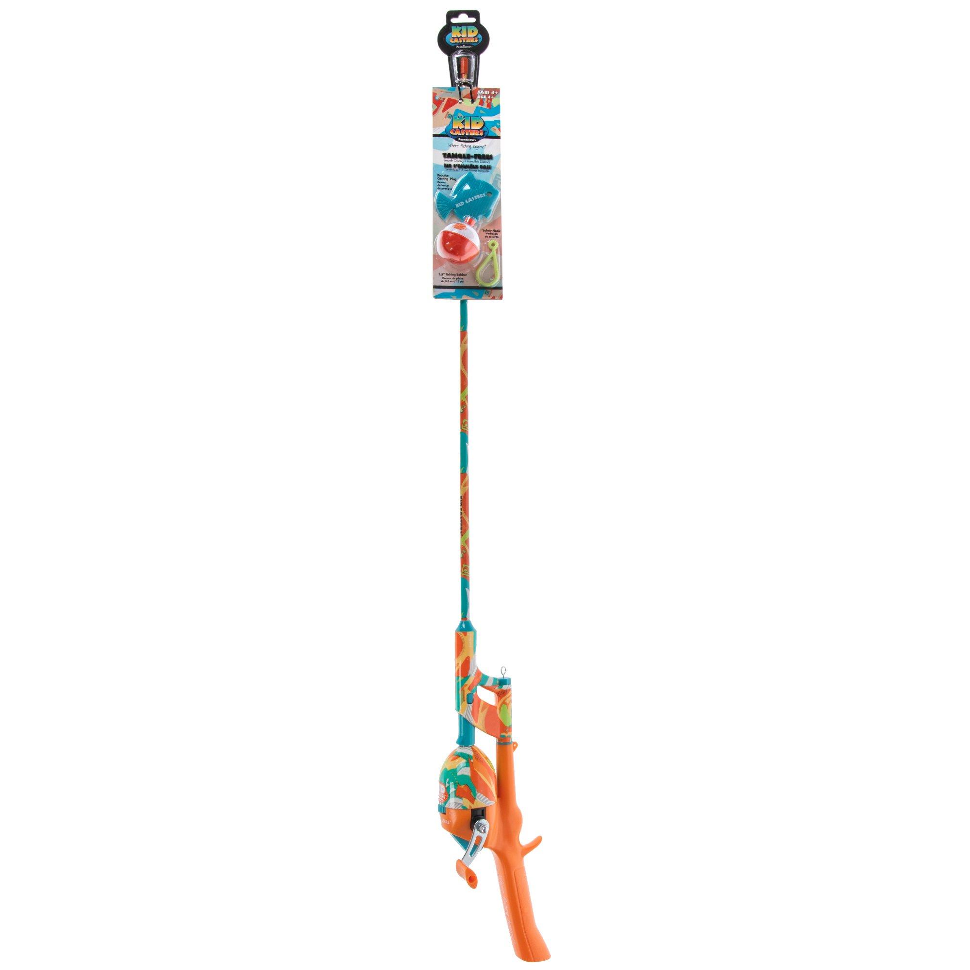 Orange Print Kid Casters Tangle-Free Fishing Rod