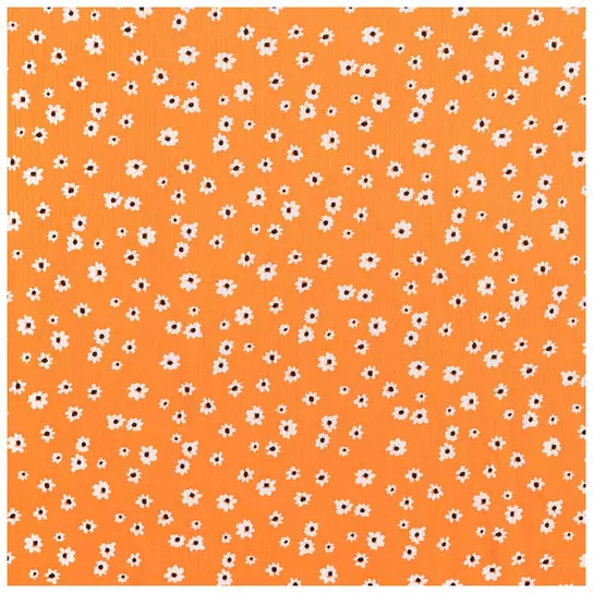 Orange Daisies Ribbed Knit Fabric | Hobby Lobby | 6013866
