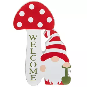 Welcome Mushroom & Gnome Wood Decor