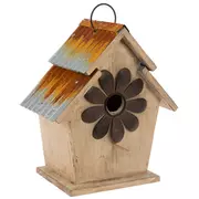Rustic Flower Wood Birdhouse