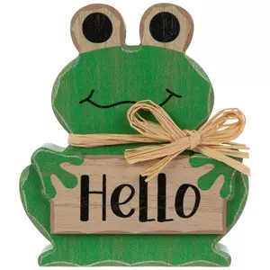 Hello Frog Wood Decor