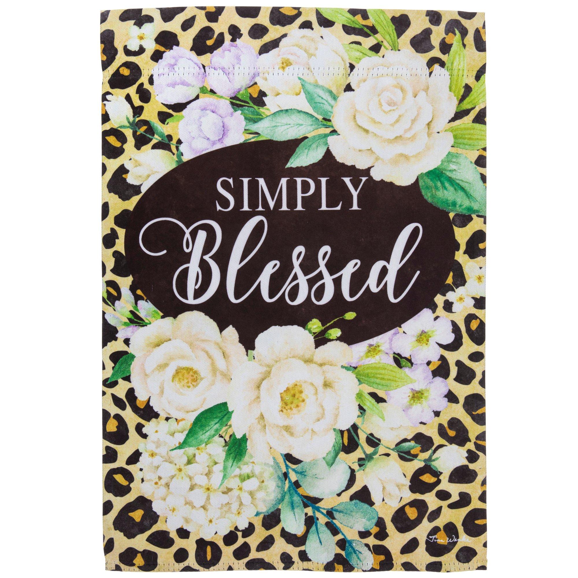 Simply Blessed Leopard Print &amp; Flowers Garden Flag