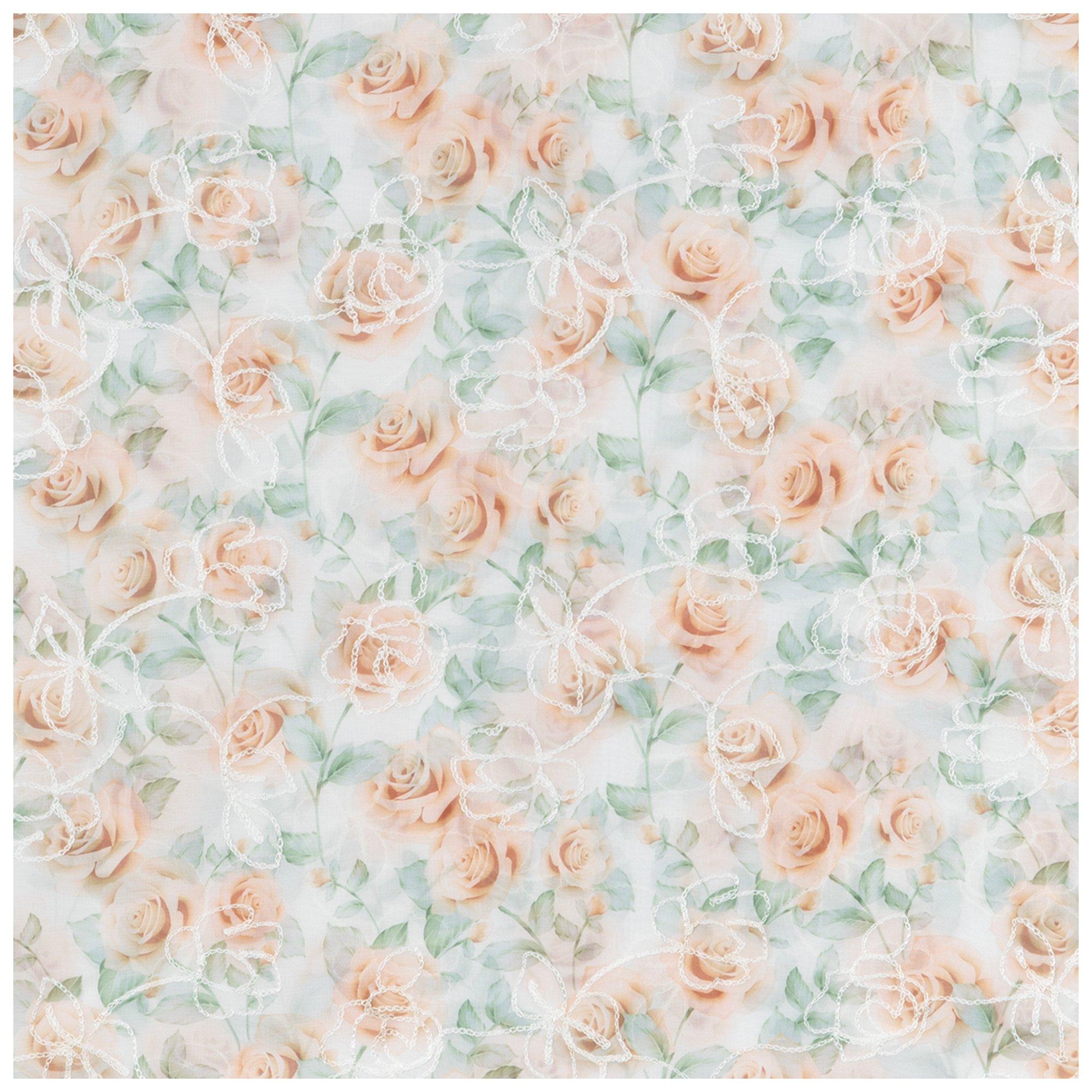 Ivory Floral Embroidered Chiffon Fabric Hobby Lobby 6017149