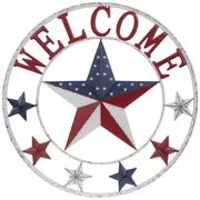 Welcome Stars Round Metal Sign