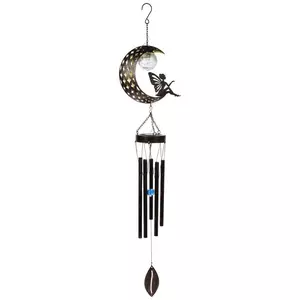 Fairy Moon Light Up Crackle Glass Wind Chime