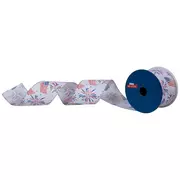 Flags & Fireworks Wired Edge Ribbon - 2 1/2"