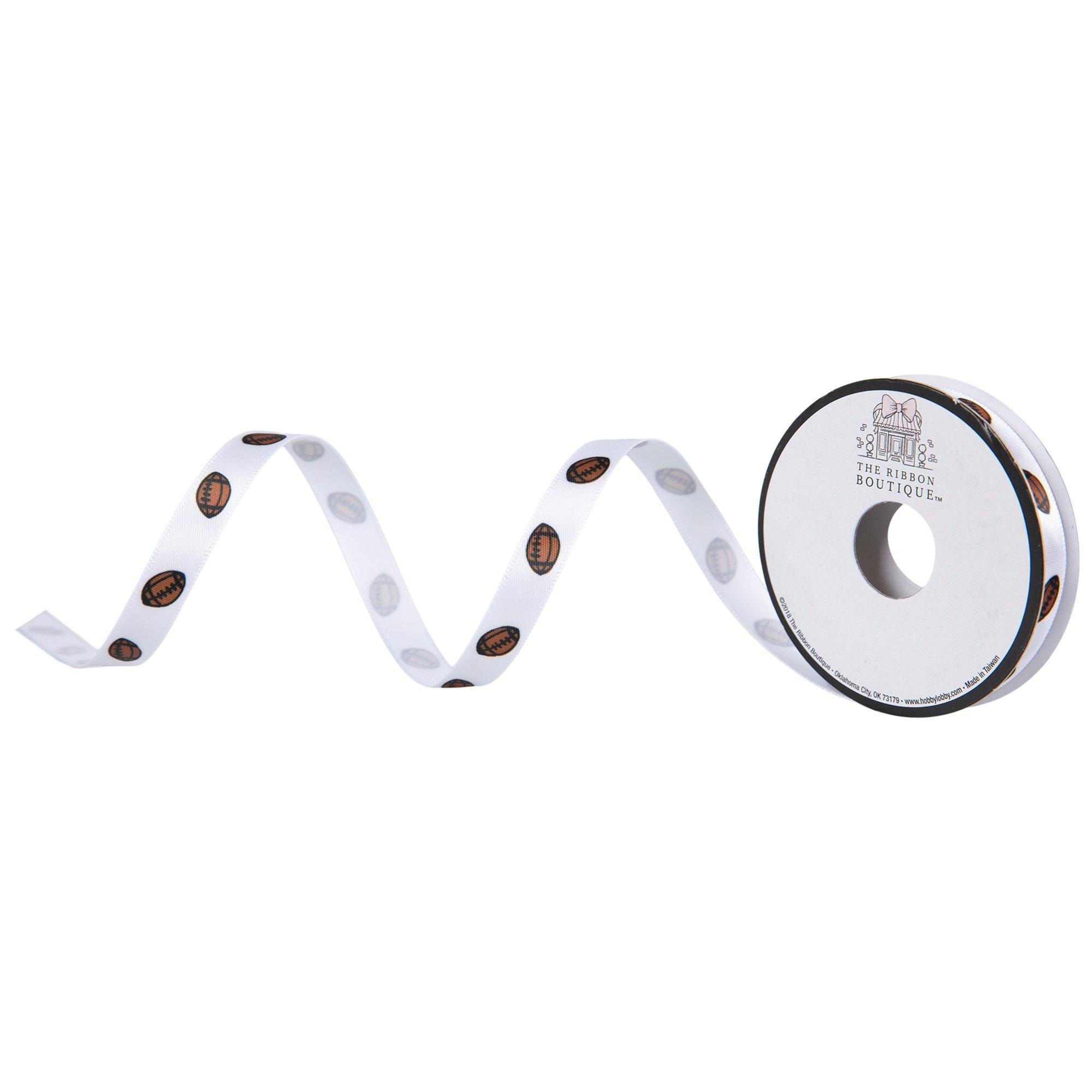 Football Single-Face Satin Ribbon - 3/8