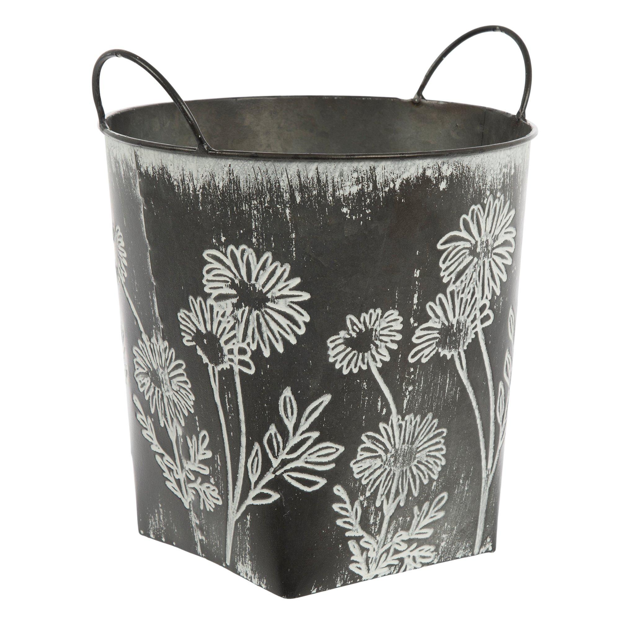 Whitewash Daisy Galvanized Metal Container | Hobby Lobby | 6022974