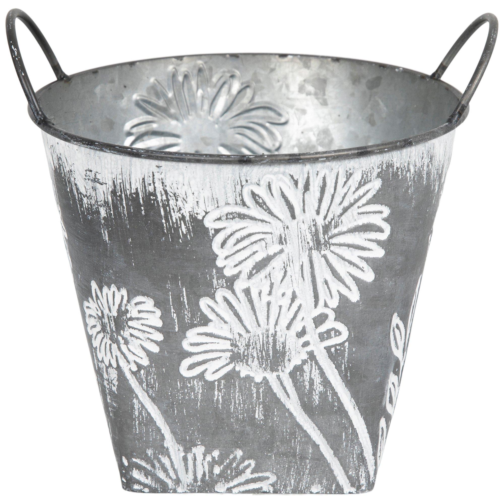 Whitewash Daisy Galvanized Metal Container | Hobby Lobby | 6023006