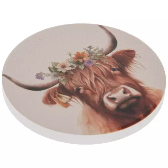 Sunny Highland Cow Fabric - Highland Cow With A Rose - Cute Highland Cow  Fabric