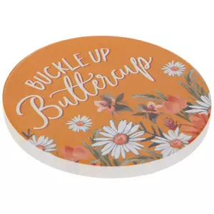 Buckle Up Buttercup Floral Car Coaster
