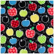 Patterned Apples & Alphabet Cotton Fabric