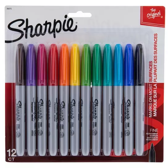 Assorted Fine Point Sharpie Markers - 12 Piece Set