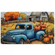 Blue Truck With Pumpkins Fall Doormat